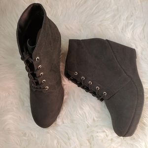 Wedged Suede Booties